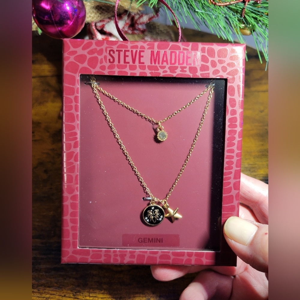 Steve Madden Gemini Gold tone Zodiac Necklace Set